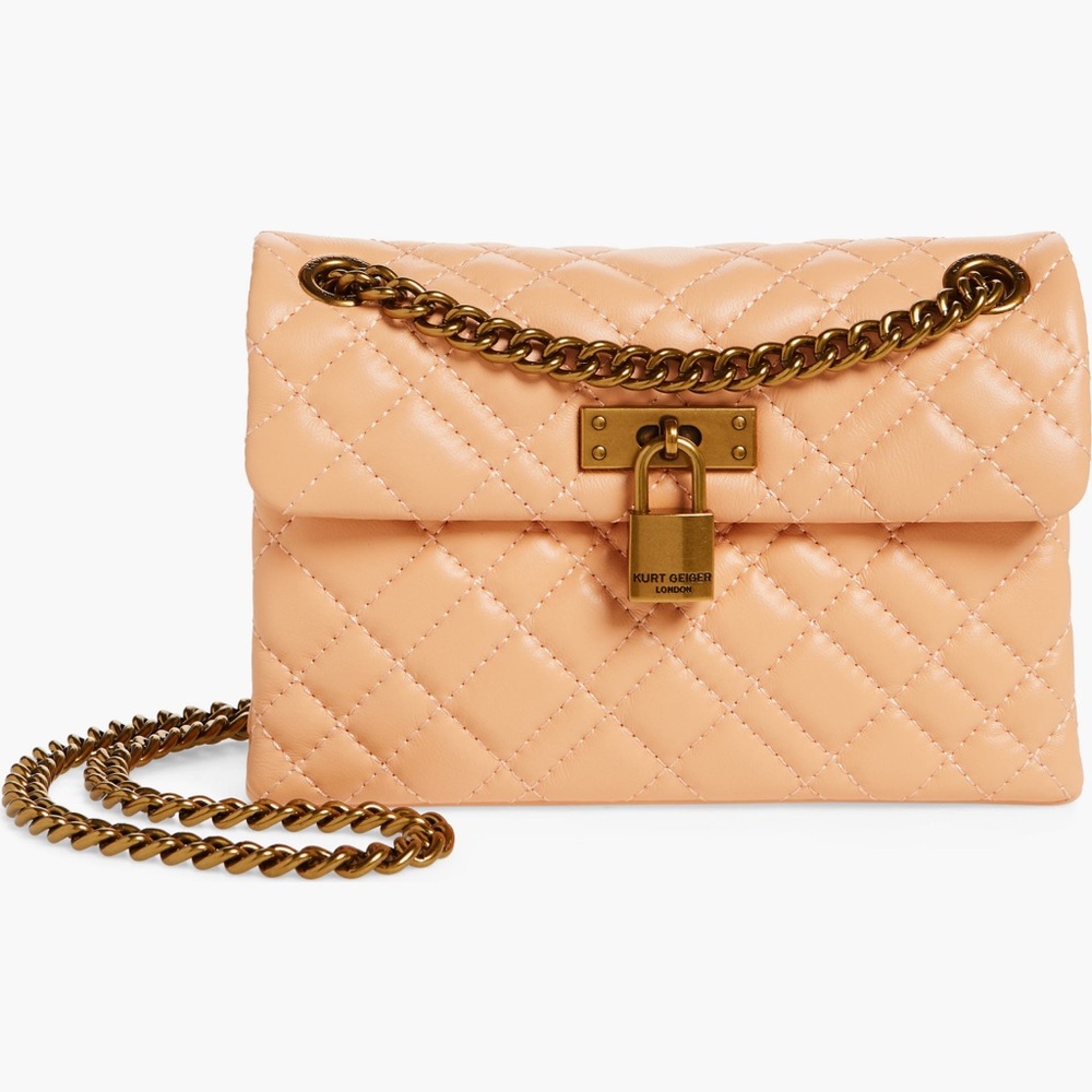 Kurt Geiger Peach Quilted Chain Bag